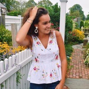 J Crew Hand embellished floral peplum top